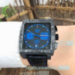 Clone Tag Heuer Monaco Blue Dial Black carbon fiber Bezel Watch